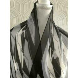 Polyester sjaal - 50x153 cm - zwart / grijs geprint