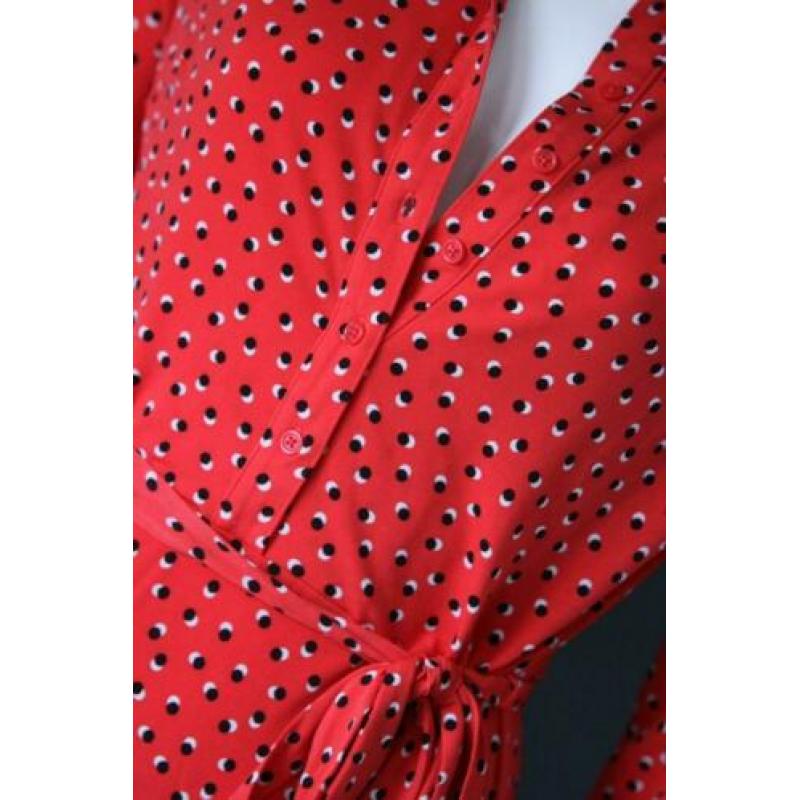 Nieuw! Elie Tahari - Rode shirt dress met stippen - Mt M