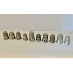 10 antieke zilveren vingerhoedjes B