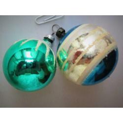 Kerst~Oude Glazen Kerstballen~Klassiek~Groen~Blauw~Glas~