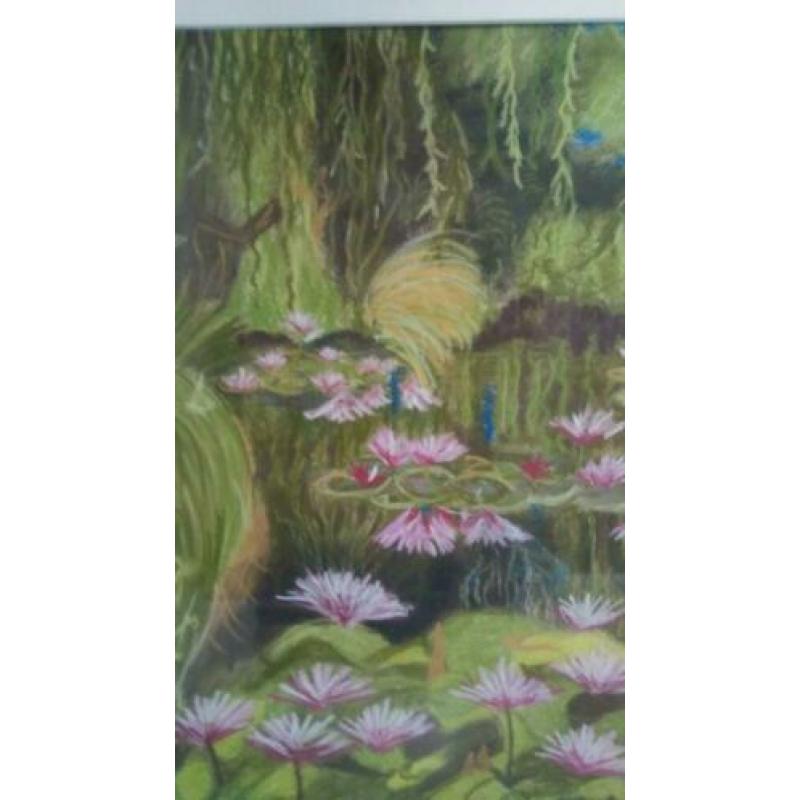 Waterlelies naar Monet pastel door lia van langen