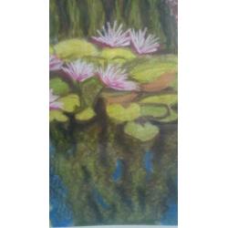 Waterlelies naar Monet pastel door lia van langen