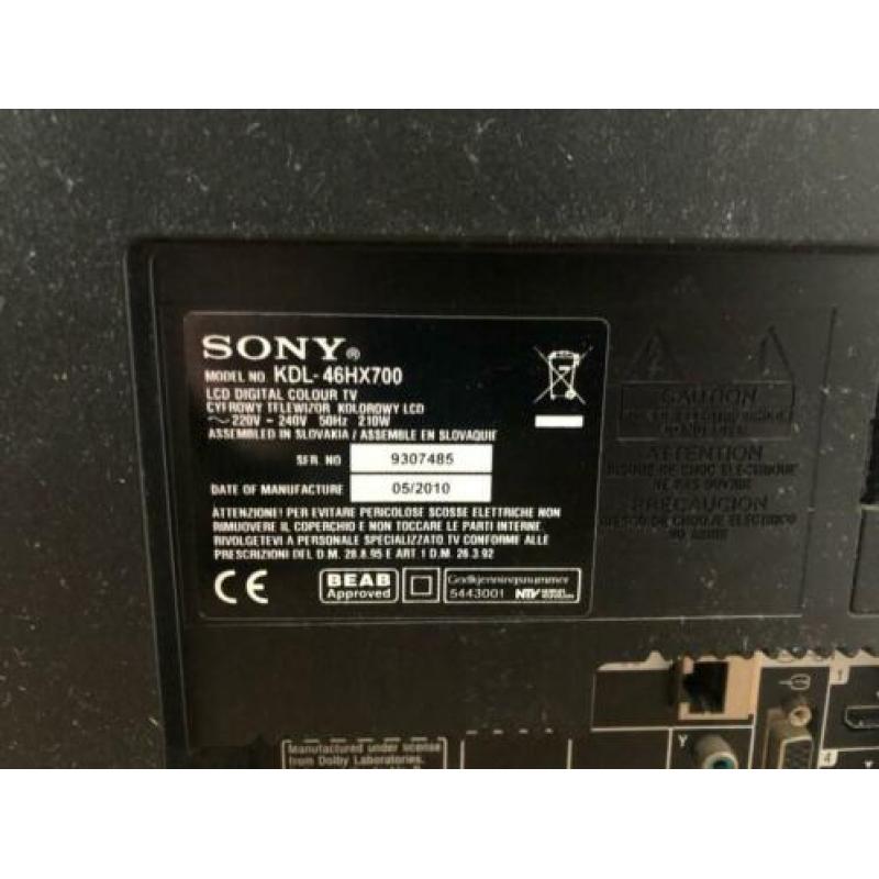 46inch flatscreen Lcd tv: Sony Bravia, 4x HDMI. Werkt Goed!
