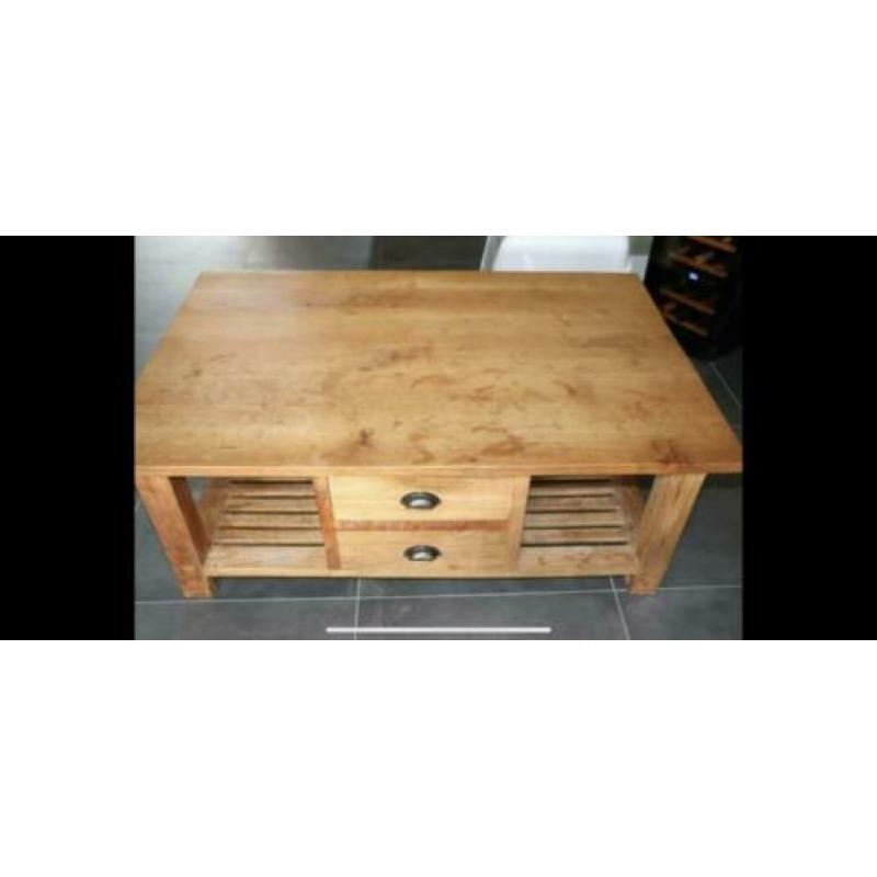 Teak houten salon tafel met 4 lades