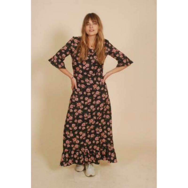 VNTG - Vintage jaren 70 jurk M bloemenjurk 38 seventies maxi