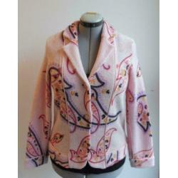 EISZEIT Katja Foos mooi li roze wollig jasje paysley print M