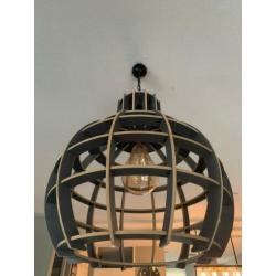 Grote houten industriële hanglamp led 70cm