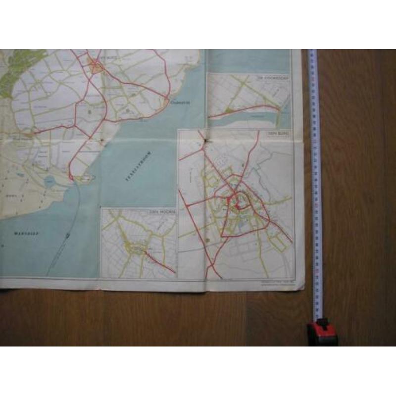 Kaart van Texel VVV 1962 landkaart zeekaart vintage oude