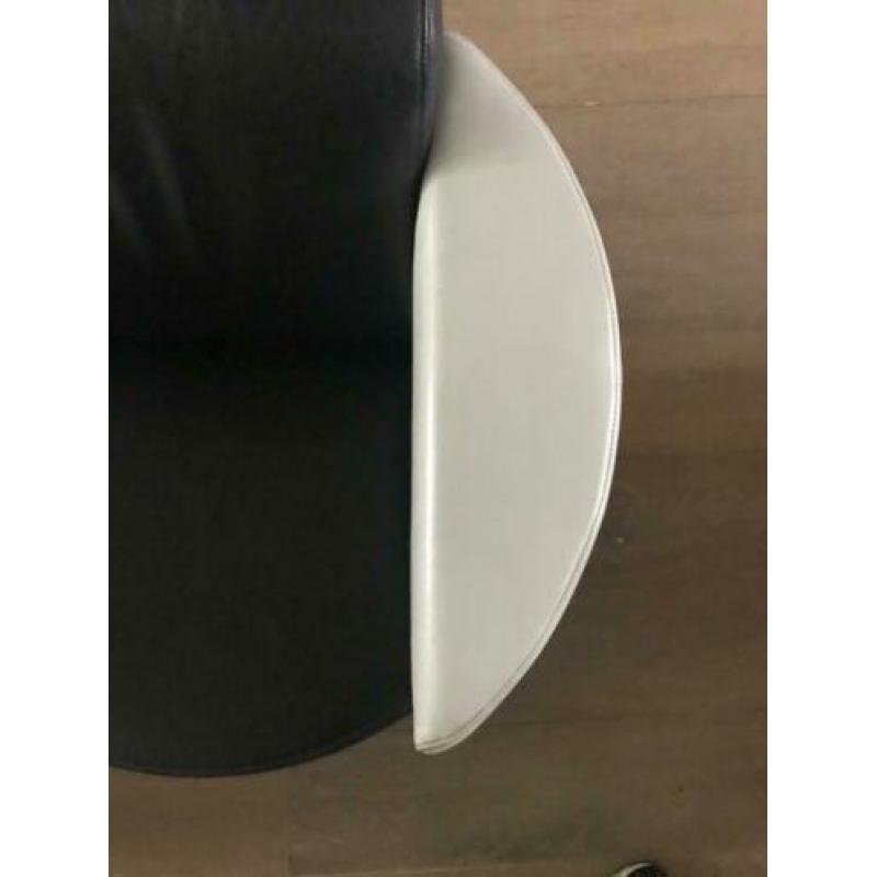 Lederen fauteuil, zwart/wit, zit heerlijk, 90x85x78