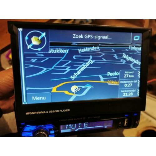 1DIN 7 auto radio met Navigatie carkit er klapscherm