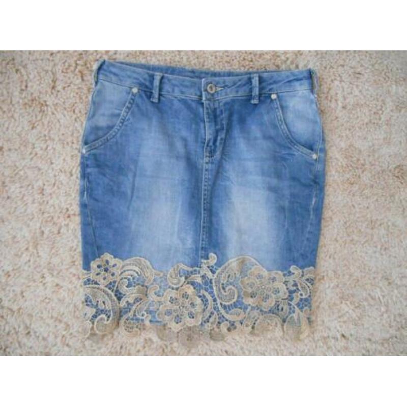 WE jeans rok, kant, blauw, maat S. Z.g.a.n.