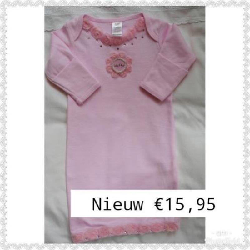 Baby dior slaap jurk in roze met kristal maat 50/62