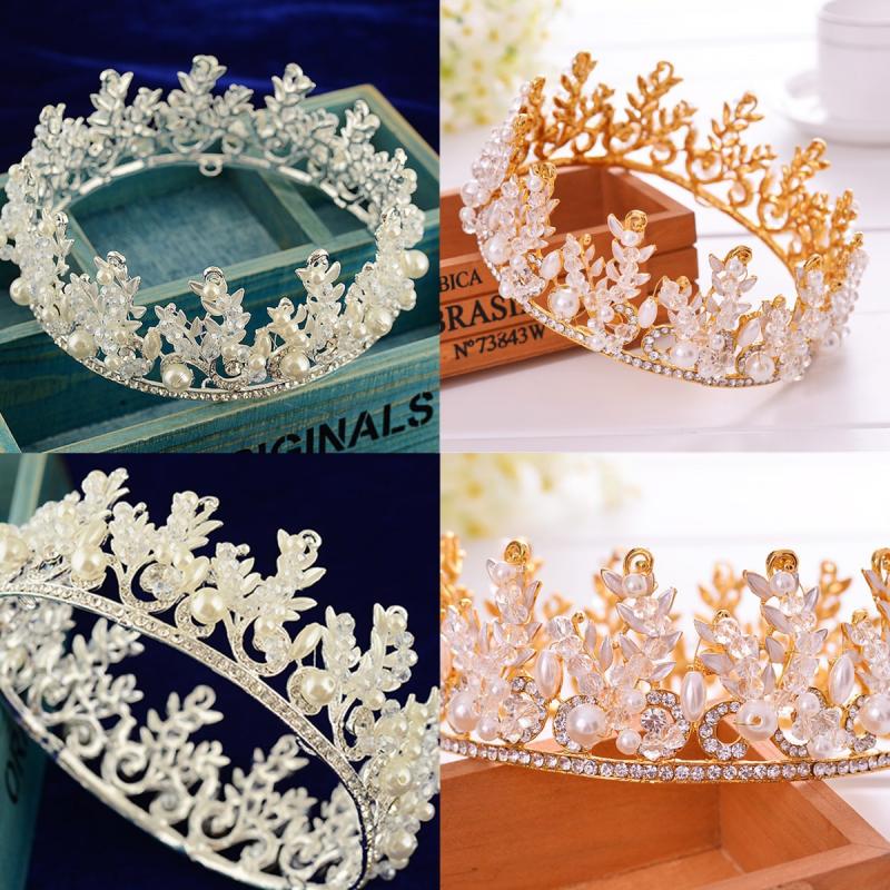 Bride Rhinestone Crystal Pearl Crown Tiara Head Jewelry Princess Queen Headpiece Wedding Accessories