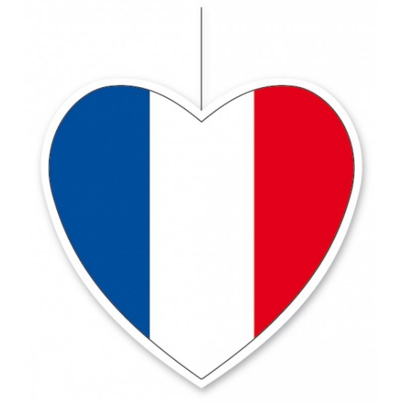 Landen versiering en vlaggen Frans decoratie hart 14 cm