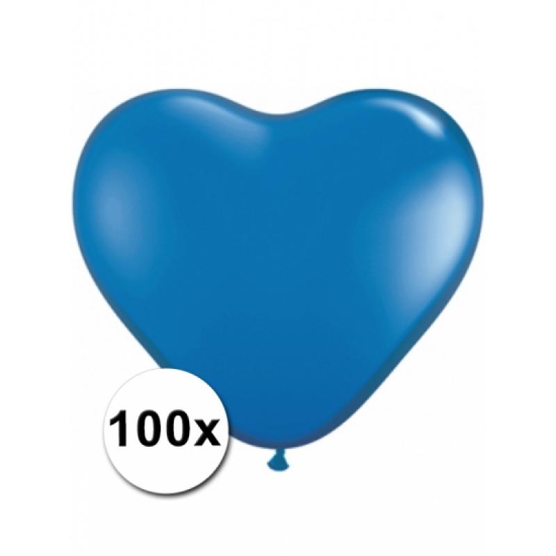 Feestartikelen diversen Bierfeest artikelen 100 Blauwe harten ballonnen 15 cm