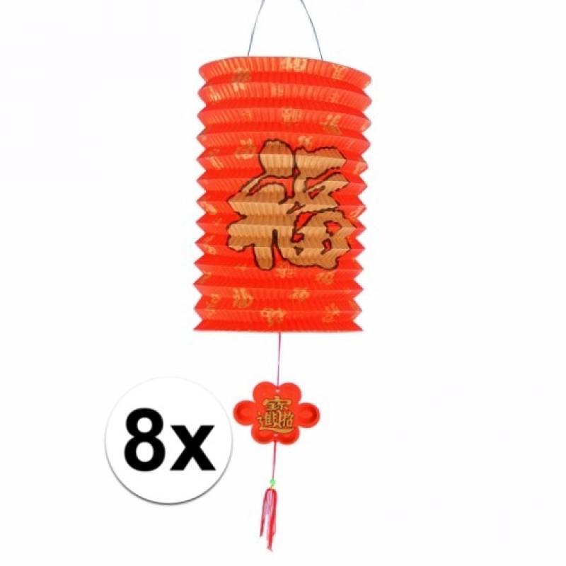8 Aziatische lampionnen 20 cm Geen Feestartikelen diversen